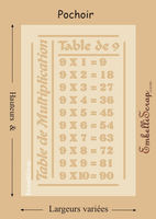 Embellissement Scrap Table de multiplication par 9, en Pochoir