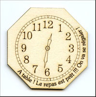 Embellissement Scrap Horloge Hexagone, Personnalisée, en Carton bois