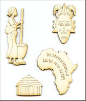 Embellissement Scrap Souvenirs d'Afrique, en Carton bois