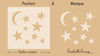 embellissement en français pour le scrapbooking Etoiles et Lune, de différentes tailles, Pochoir et Masque