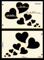 Embellissement Scrap Couverture de Mini-album Coeurs, format paysage, en Carton