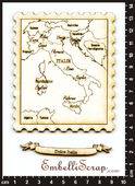 Embellissement Scrap Carte d'Italie et Bannière Personnalisable, en Carton bois