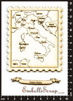 Embellissement Scrap Carte d'Italie et Bannière Personnalisable, en Carton bois