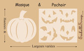 Embellissement Scrap Citrouille d'Halloween, de différentes tailles, Masque et Pochoir