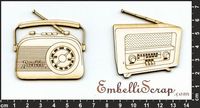 Embellissement Scrap Radios Vintage, en Carton bois