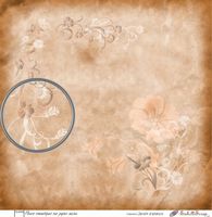 Embellissement Scrap Fleurs romantiques sur papier ancien, Coll. Jardin d'Ailleurs