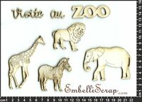 Embellissement Scrap Animaux du zoo, en Carton bois