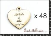 Embellissement Scrap 48 Coeurs personnalisés avec anneau, pour faire-part, en Carton