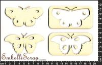 Embellissement Scrap 2 Papillons encadrés, en Carton bois